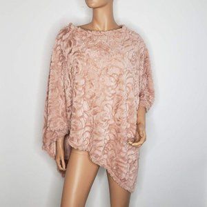 Pink Faux Fur Poncho Roses Pearls
